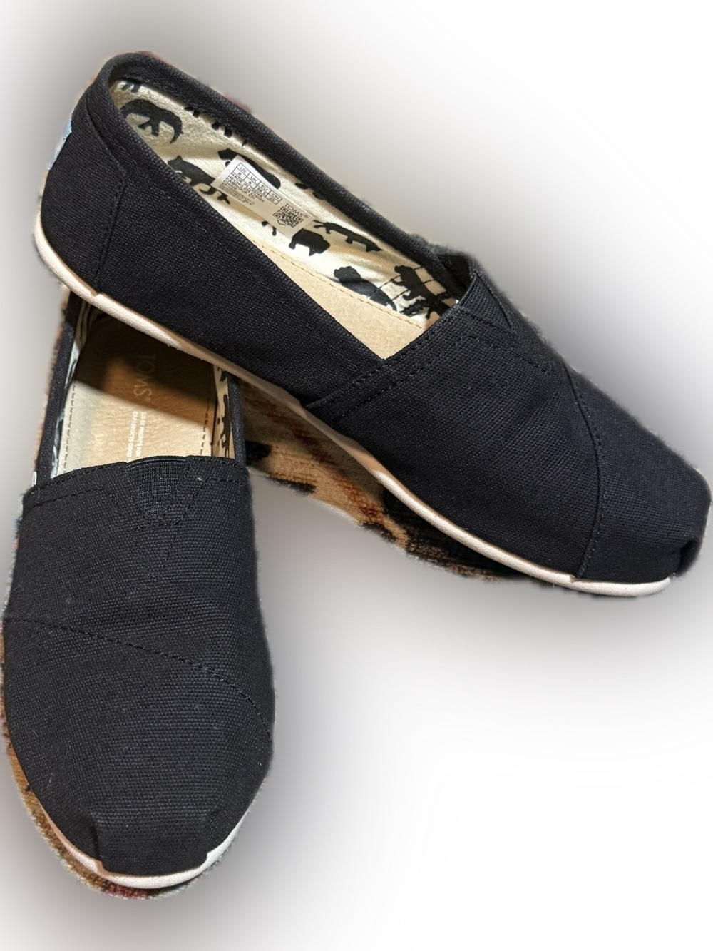 Toms Black Canvas Slip-On Flats - Women